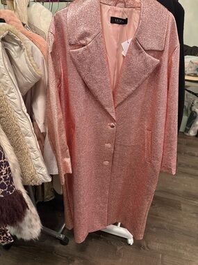 AKIRA Sparkling Pink Metallic Trench Coat